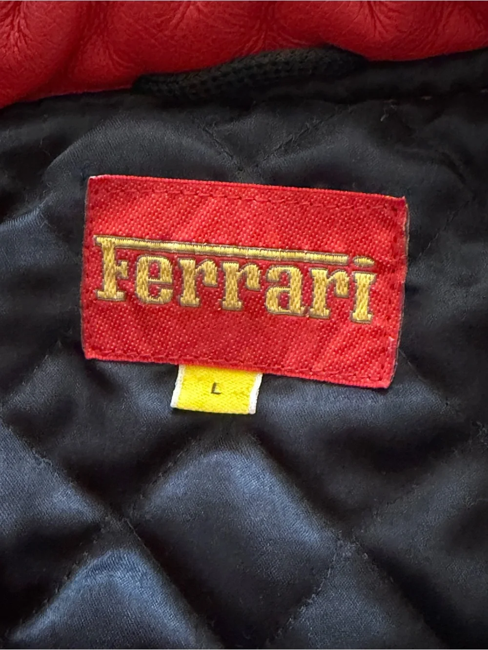 Ferrari Red Wool Bomber Jacket with Yellow Shield Patch Large - Picture 11 of 11